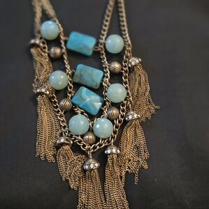 Lane Bryant Gold and Turquoise Statement Necklace